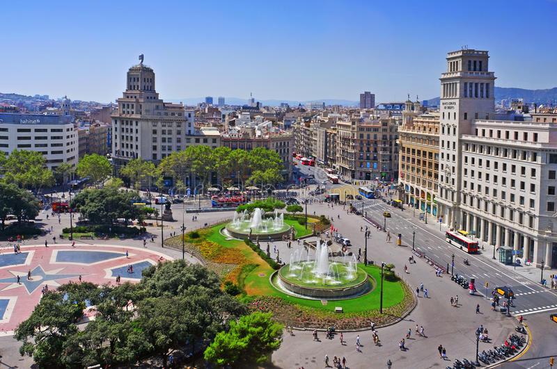 barcelona-spain-august-aerial-view-placa-catalunya-august-barcelona-spain-square-considered-to-be-city-center-30305517
